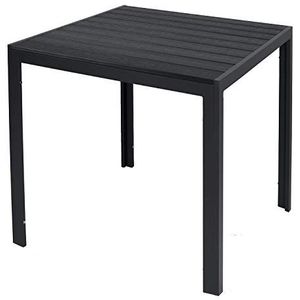 Mojawo Aluminium tuintafel, antraciet/zwart, eettafel, tuinmeubelen, tafel, WPC, imitatiehout, weerbestendig, 80 x 80 x 74 cm