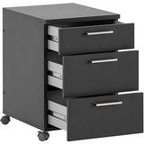 MÖBELPARTNER 1500 Rollcontainer anthrazit 3 Auszüge 41,0 x 49,6 x 60,0 cm