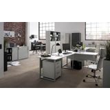 MÖBELPARTNER 1500 Schreibtisch lichtgrau rechteckig, Kufen-Gestell silber 160,0 x 65,0 cm