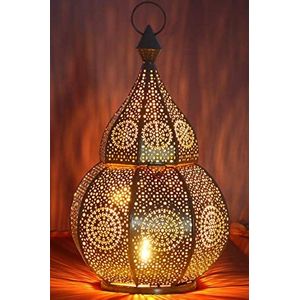 Marrakesch Orient & Mediterran Anaram Oosterse lantaarn van metaal, 32 cm, Oosters windlicht, Marokkaanse metalen lantaarn voor buiten als tuinverlichting of binnen als tafellamp, grijs