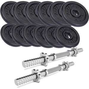 ScSPORTS® Dumbbellset 27 kg - Korte halterstangen incl. halterschijven - Gietijzer - 30 mm - Gewichten