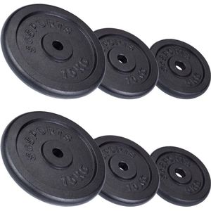 ScSPORTS® Halterschijven set 60 kg - Gietijzer - 30 mm - 2x5 - 2x10 - 2x15 kg - Gewichten