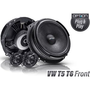 OPTION AIR Front luidsprekersysteem, compatibel met VW T5/T6, 100% plug & play systeem, 2-weg componentensysteem, 100 watt RMS, 91 dB rendement