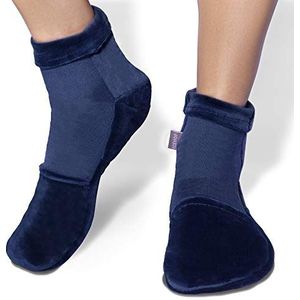 ICEHOF Koelsokken met 4 koelaccu's, zachte stof, 1 paar met koelpads, gel, koudetherapie voor voeten en tenen bij chemotherapie, reuma, koudesokken, chemo, uniseks, blauw, L