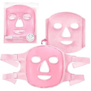 ICEHOF Koelmasker met klittenbandsluiting, aan beide zijden te gebruiken (pluche stof), met hoogwaardige gel voor optimale koeling, koelpads gezicht verkoelend gezichtsmasker - met opbergzak
