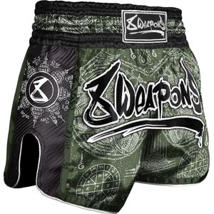 8 Weapons Muay Thai Short Carbon Yantra Olive Green - S