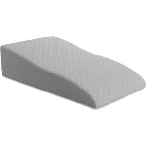 ELONEO Beenkussen - Wigkussen van Visco-geheugenschuim, Ergonomisch Steunkussen, Vermoeide Benen Verhoger, Wasbare Jacquard Hoes, 68 x 40 x 16 cm, Grijs