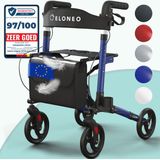 ELONEO - Rollator - Blauw - Lichtgewicht en Opvouwbaar - Met Rugleuning en Wandelstokhouder