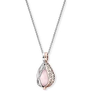 Engelsrufer Damen Halskette Himmelsträne aus Sterling Silber mit austauschbarem Kraftstein Anhänger Rosenquarz Bicolor - Karabinerverschluss - in drei Längen verstellbar - nickelfrei