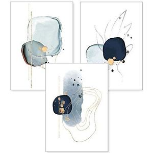 Kreative Feder Poster Premium Set 3-teilig „Abstrakt blau“ optional mit Rahmen, Modern Art (Set, 3 St), optional mit Rahmen, wahlweise DIN A4 oder DIN A3