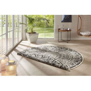 Rond Binnen & Buiten Vloerkleed Lilja - Zwart/Crème 140 cm Rond