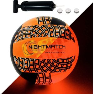 Nightmatch LED Lichtgevende Volleybal - Mesh Print Editie - Inclusief Ballenpomp en Reservebatterijen - Officiële Grootte & Gewicht (Wit/Oranje)