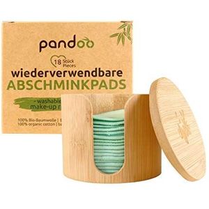 Herbruikbare en wasbare katoenen pads van biologisch katoen | milieuvriendelijke make-up remover pads | 18 stuks incl. waszak en bamboe doos