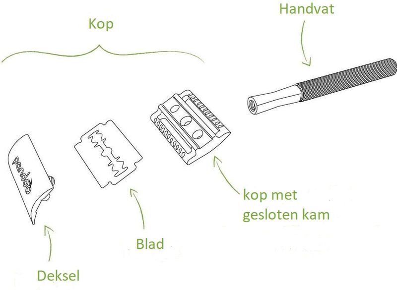 Pandoo - Scheermes - Zwart - Met Houder - Plasticvrij