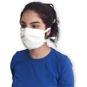 Hilding Sweden Gezichtsmasker, mond-neusmasker, model10, polyester-katoenmix, wasbaar, wit, 4-delige koordbinding, set van 10