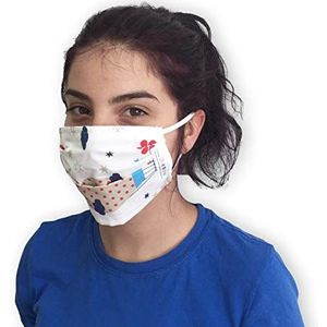 Hilding Sweden Model13 Gezichtsmasker, mond-neusmasker, 100% katoen, wasbaar, motief dromen, 2-delige rubberen band, set van 10