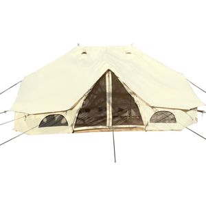 Skandika Freya 12 Tipi Tent – Tipi – Tipi tent – Campingtent – Voor 12 personen  – Ingenaaide tentvloer -  Muggengaas – 300 cm stahoogte – 600 x 400 x 300 cm (LxBxH) – 4000 mm waterkolom  – Indische tent, Partytent, Festivaltent – Kamperen - beige