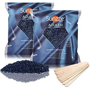 2 kg Sunzze Azulen romige harskorrels + gratis houten spatel - Braziliaanse waxing film wax voor ontharing waxbeans