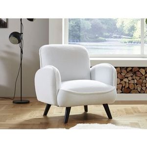 Atlantic Home Collection BEN fauteuil, stof, 4 imitatie schapenvacht wit, 1 armleuningstoel