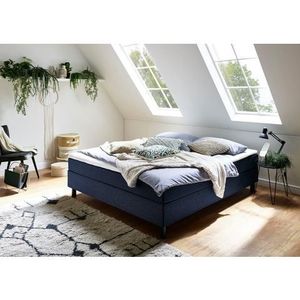 Atlantic Home Collection Happy boxbed zonder hoofdeinde, matras met bonellvering, hardheid H2, stof, blauw, 160/200 cm, lighoogte ca. 58 cm.