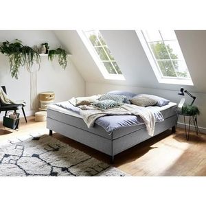 Atlantic Home Collection Happy boxbed zonder hoofdeinde, matras met bonellvering, hardheid H2, stof, grijs, 180/200 cm, lighoogte ca. 58 cm.