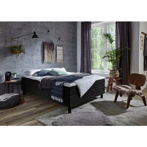 Atlantic Home Collection Happy boxbed zonder hoofdeinde, 7-zones pocketveringmatrassen, hardheid H3, stof, zwart, 120/200 cm, lighoogte ca. 58 cm.