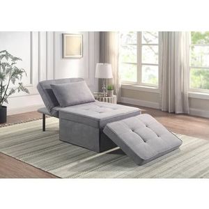 Atlantic Home Collection fauteuil, chaise longue, kruk Finn, polyester, grijs, B x D x H: 80 cm x 72 cm x 43 cm