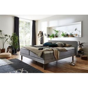 Atlantic Home Collection Boxspringbed met Carola, 7-zone pocketveringmatras, hardheid H3, lichtgrijs, 180 x 200 cm