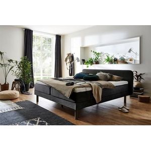 Atlantic Home Collection Boxspringbed met Carola, 7-zone pocketveringmatras, hardheid H3, antraciet, 160 x 200 cm