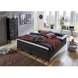 Atlantic Home Collection Romy boxspringbed zonder hoofdeinde, pocketveringmatras, hardheid 3, inclusief topper, antraciet, King