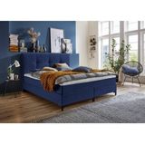 Atlantic Home Collection Romy Boxspringbed met klassiek hoofdeinde, pocketveringmatras, hardheid 3, inclusief topper, marineblauw, koningin