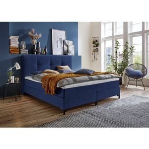 Atlantic Home Collection Romy Boxspringbed met klassiek hoofdeinde, pocketveringmatras, hardheid 3, inclusief topper, marineblauw, koningin