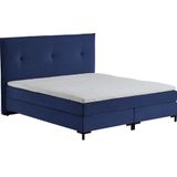 Atlantic Home Collection Romy boxspringbed met modern hoofdeinde, pocketveringmatras, hardheid 3, inclusief topper, marineblauw, koningin