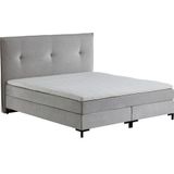 Atlantic Home Collection Romy boxspringbed met modern hoofdeinde, pocketveringmatras, hardheid 3, inclusief topper, lichtgrijs, King