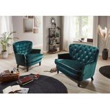 Atlantic Home Collection Leo Loveseats, massief hout, groen, 11/84/70