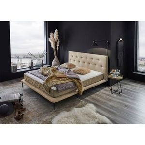 Atlantic Home Collection Design bed, palm, 160 x 200 cm, plat bed zonder matras, crème 160/200 cm