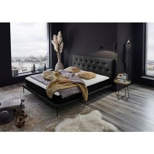 Atlantic Home Collection Design bed, palm, 140 x 200 cm, met platform zonder matras, zwart, 140/200 cm