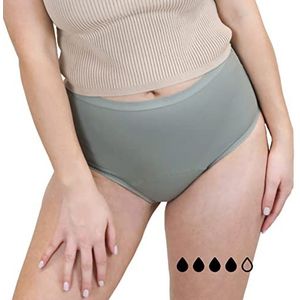 MYLILY® Menstruatie-ondergoed, hoge taille, salie, sterke bescherming, biologisch katoen, lekvrij, duurzaam en wasbaar, incontinentie, geschikt voor zwangerschap en kraambed (XL), groen