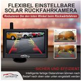 CARMATRIX Solar 1 Rückfahrkamera (Solar Funk Video Rückfahrsystem im Nummernschild Kennzeichenhalter, Rückfahrkamera Solarpanel Akku Digital kabellos ohne Bohren)