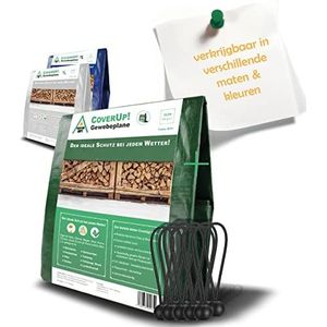 CoverUp!(2x2 m) Afdekzeil - Kleur: groen, 200 g/m² Zeildoek - Weerstand door versterkte rubberen hoeken en roestvrijstalen oogjes - Tarpaulin met UV -bescherming - Dekzeil incl. 10 dekzeilspanners - voor aanhangwagen, boot, aanhanger