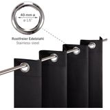 Blumtal Gordijnen - Verduisterend Gordijn Kant en Klaar - Blackout Gordijnen - 140 x 145 cm - Zwart - Set van 2