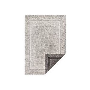 Hanse Home Vlak geweven tapijt frame voor binnen en buiten (100% polypropyleen, UV- en weerbestendig, geschikt voor vloerverwarming), grootte: 80x150 cm, kleur: zwart/crème