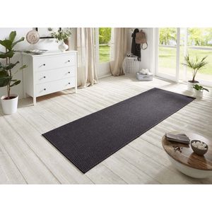 BT Carpet Plat geweven loper Nature 600 antraciet, afmeting 80x450 cm, geschikt voor binnen en buiten (100% polypropyleen, UV- en vochtbestendig, geschikt voor vloerverwarming)