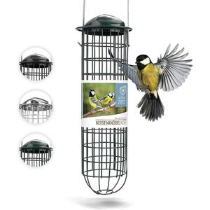 Wildtier Herz® - Mezenbollenhouder van 31cm, roestvrij metaal. Vogelvoederhuisje, hangend voederstation, mezenbollenautomaat voor wilde vogels. Groen