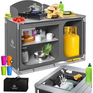 KESSER® Campingkeuken Opvouwbaar - Campingkast inclusief Opbergtas - Kampeerkeuken Kampeerkast Camping Keuken - Grijs / Typ F4