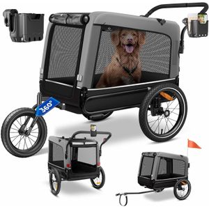 KESSER® Hondenfietskar tot 40 kg 3in1 Hondenbuggy - Fietskar Hond Jogger - Grijs