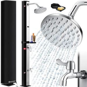 KESSER® Solar douche 35 liter Solar tuindouche Incl. beschermhoes | warm water | max. 60°C zonder stroomaansluiting Pooldouche Camping| regendouchekop en kraan | tuinslangaansluiting, zilver