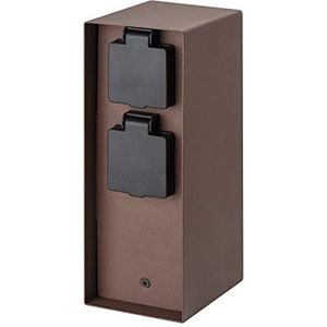 BOLD Orio buitencontactdoos tuin (contactdooszuil) met 4-voudige stekkerverdeler in roestoptiek (IP44 buiten energiezuil | tot 3680 watt | hoekig | 23 x 12 x 8,5 cm | eenvoudige montage)
