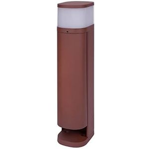 BOLD 19479 VOLO tuinlamp met stopcontacten en afdekkap (buitenmast) Roestkleur (2x Schuko | IP44 buitenmastlamp | 9,5 x 13,5 x 45 cm | eenvoudige montage | incl. G9 max. 28 Watt - 470lm)