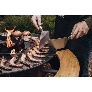 Simple BBQ spatel – 58 cm – van roestvrij staal voor vuurplaat-grills – barbecue-accessoires voor hamburgergrillen